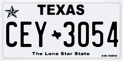 TX license plate CEY3054