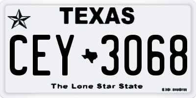 TX license plate CEY3068