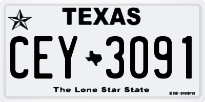 TX license plate CEY3091