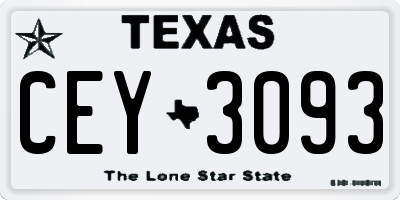 TX license plate CEY3093