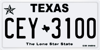 TX license plate CEY3100