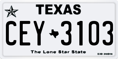 TX license plate CEY3103