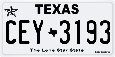 TX license plate CEY3193