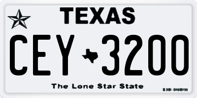 TX license plate CEY3200