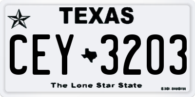 TX license plate CEY3203