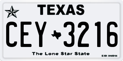 TX license plate CEY3216