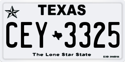 TX license plate CEY3325
