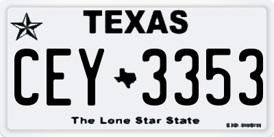TX license plate CEY3353