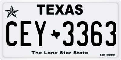 TX license plate CEY3363