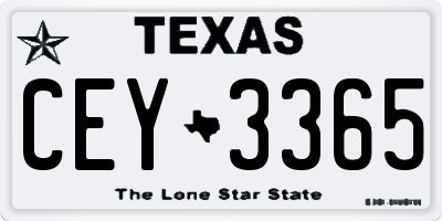 TX license plate CEY3365