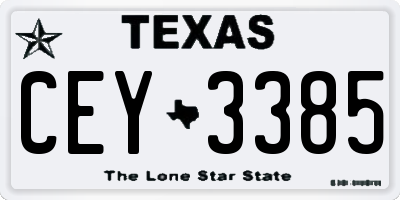 TX license plate CEY3385