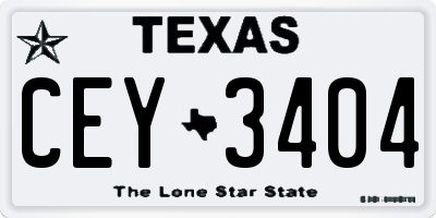 TX license plate CEY3404