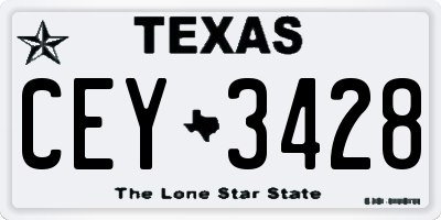 TX license plate CEY3428
