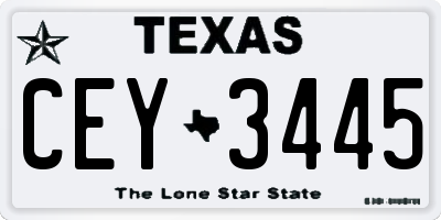 TX license plate CEY3445