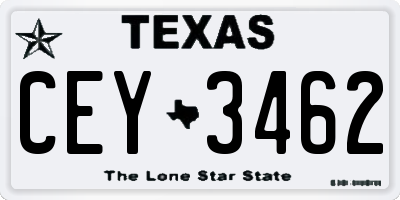 TX license plate CEY3462