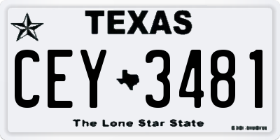TX license plate CEY3481