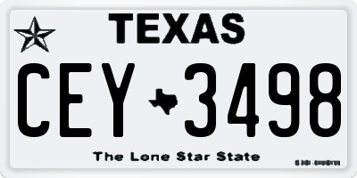 TX license plate CEY3498