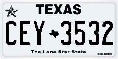 TX license plate CEY3532