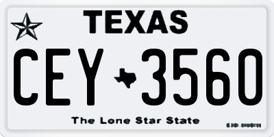 TX license plate CEY3560