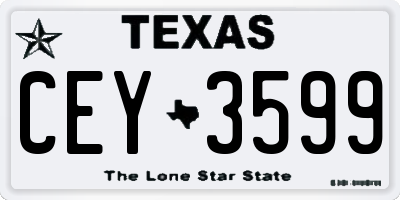 TX license plate CEY3599