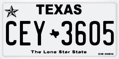 TX license plate CEY3605