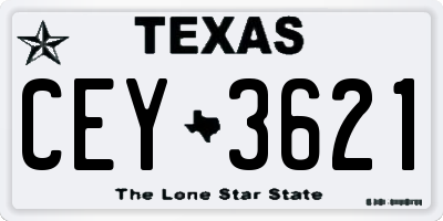 TX license plate CEY3621