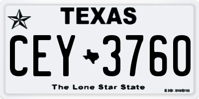 TX license plate CEY3760
