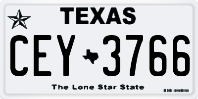 TX license plate CEY3766