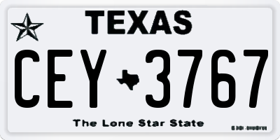 TX license plate CEY3767