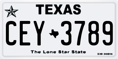 TX license plate CEY3789