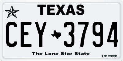 TX license plate CEY3794