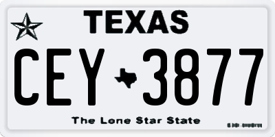 TX license plate CEY3877
