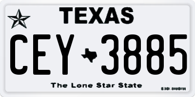 TX license plate CEY3885