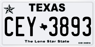 TX license plate CEY3893