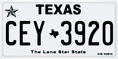 TX license plate CEY3920