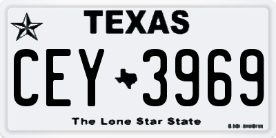 TX license plate CEY3969