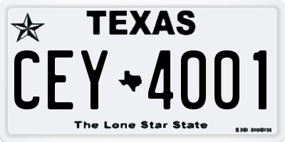 TX license plate CEY4001
