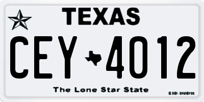 TX license plate CEY4012