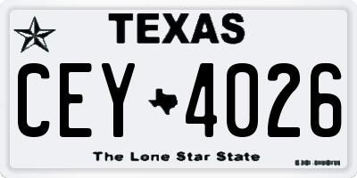 TX license plate CEY4026
