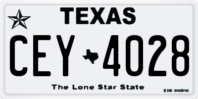 TX license plate CEY4028
