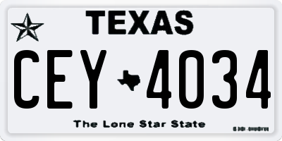 TX license plate CEY4034