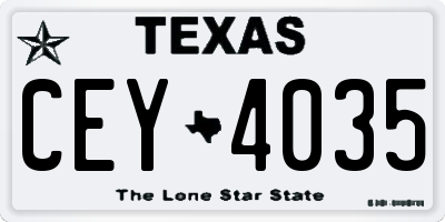 TX license plate CEY4035