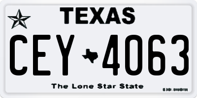 TX license plate CEY4063