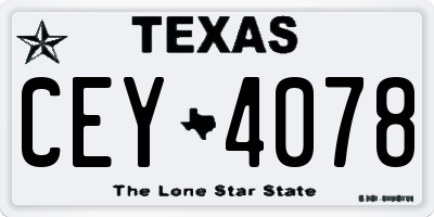 TX license plate CEY4078