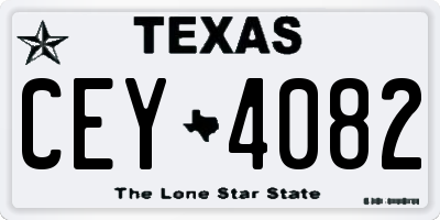 TX license plate CEY4082