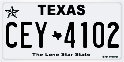 TX license plate CEY4102