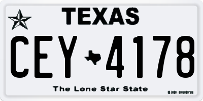 TX license plate CEY4178