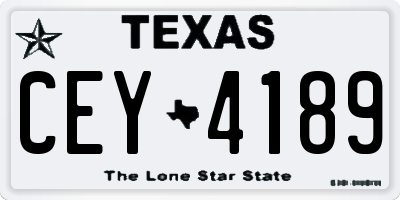 TX license plate CEY4189