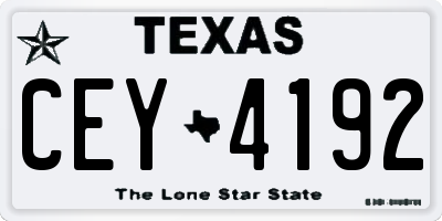 TX license plate CEY4192