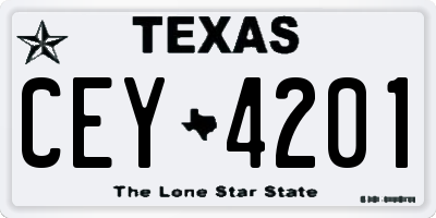 TX license plate CEY4201